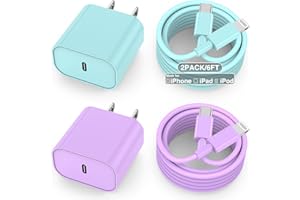 AYicaa iPhone Charger Fast Charging MFi Certified 6FT Charger Cord for iPhone 14 Pro Max 2Pack Charging Block for iPhone USB-C to Lightning Cable Long for iPhone 14Pro/13/12/11 iPad Pro/Air Colorful
