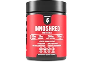 INNOSUPPS Inno Shred Fat Burner for Men and Women with 100mg Capsimax, Grains of Paradise, Organic Caffeine, Green Tea Extract, Appetite Suppressant, Weight Loss (60 Veggie Capsules) | (with Stimulant)