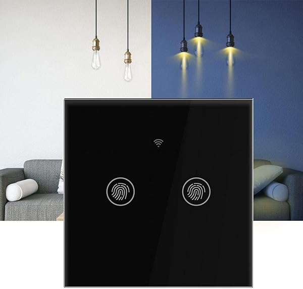 Zerodis Drahtloser Fernschalter WiFi Smart Timing Switch Touch Switch Panel Fernbedienung von Mobile App Alexa Google Gert 1 Gang2 rode  Balck