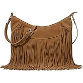 Sunwel Fashion Women Fringe Hobo Bag Western Purse Shoulder Bag Vegan Suede Tassel Hippie Crossbody Bag