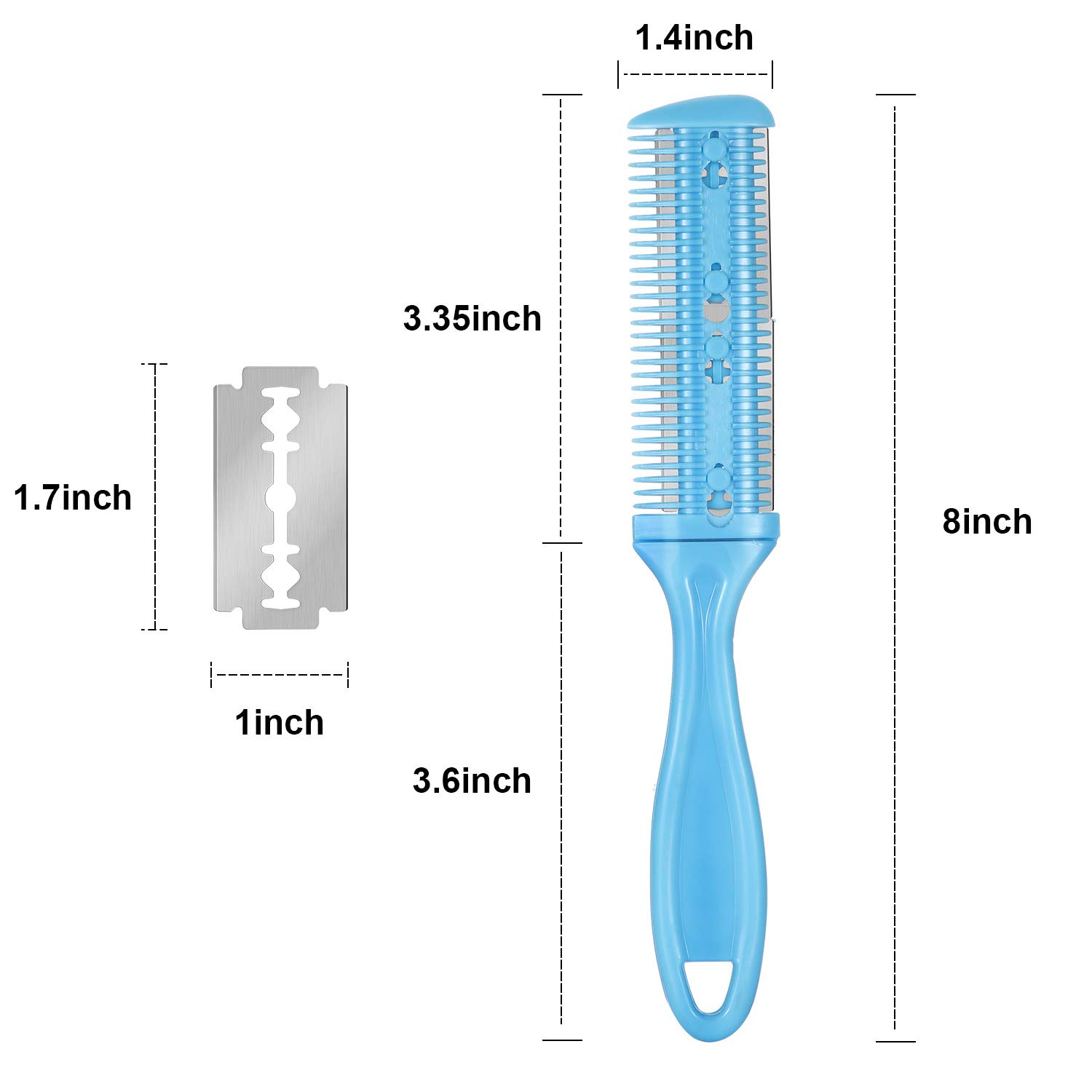 3 Pieces Razor Comb with 10 Pieces Razors, Hair Cutter Comb Cutting Scissors, Double Edge Razor, Hair Thinning Comb Slim Haircuts Cutting Tool (White, Pink, Blue) : Beauty