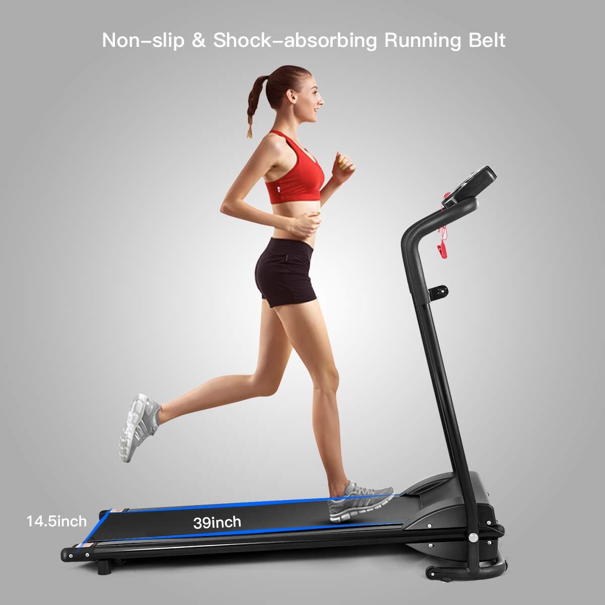 GYMAX Folding Treadmill, Portable Low Noise Jogging Electric Walking