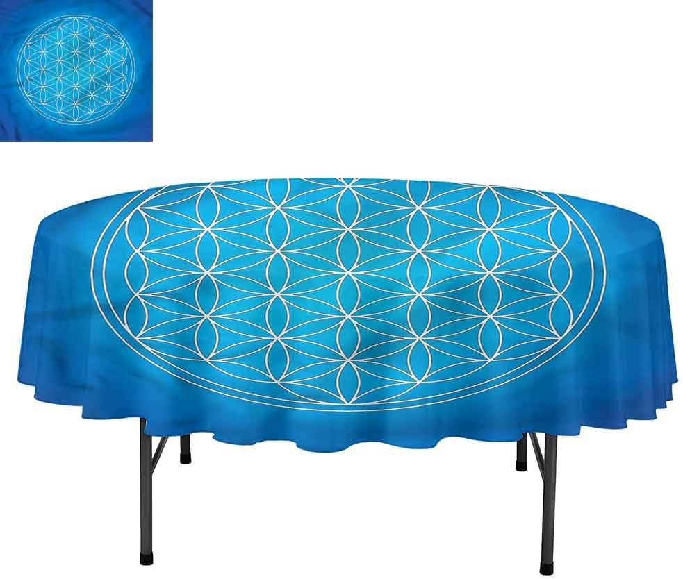 Aishare Store Sacred Geometry Round Tablecloth, Flower of Life, Water Resistant Spill Proof Tablecloths for Dining, Round 54"