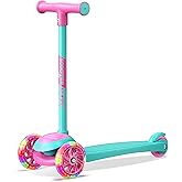 3 Wheel Scooter for Kids, Smooth Light Up LED Front Wheels, Wide Anti Slip Deck, Rear Foot Brake, Easy Lean to Steer Maneuvering, Indoor & Outdoor Ride On Toys for Ages 2 Up,
