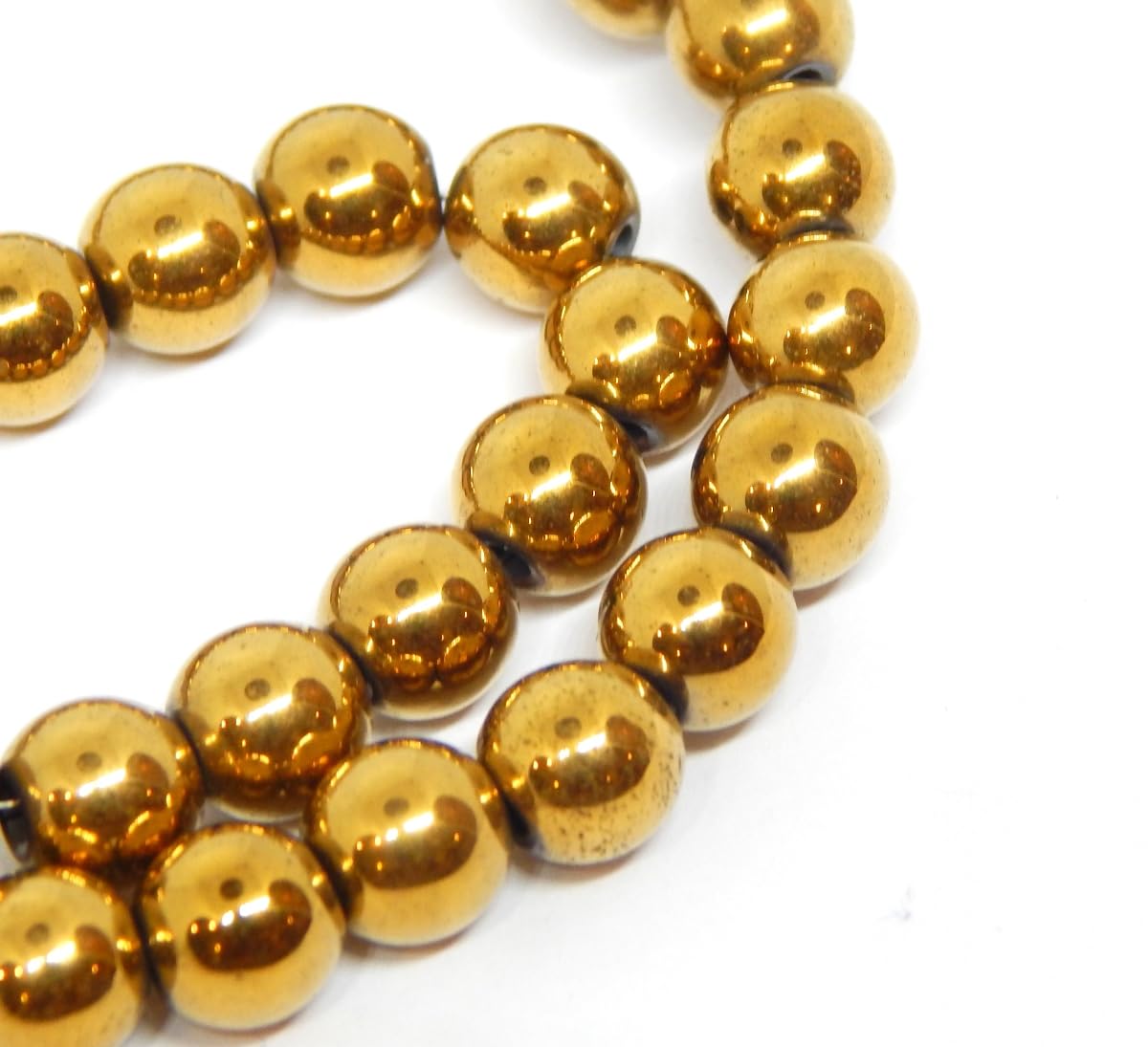 Hematite Beads Gold Beads 4/6/8 mm for Bracelets Hematite Round Non-Magnet Hematite Gemstones 38 cm 1 Strand (8 mm - 47 Pieces)