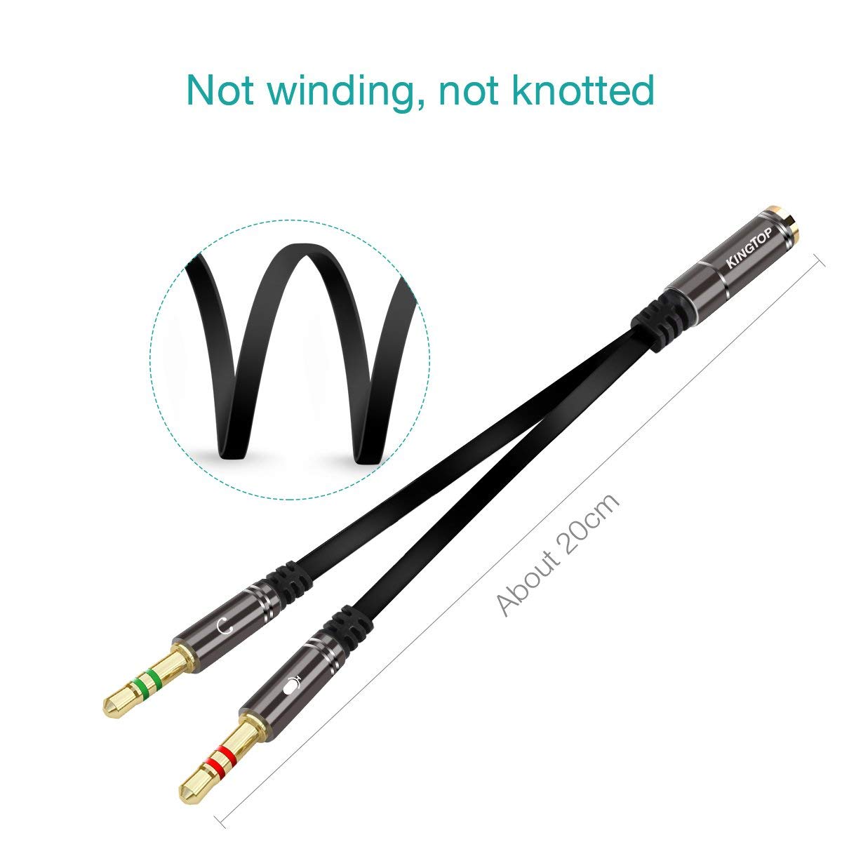 KINGTOP Headphone Splitter, 3.5mm Headset Splitter, Headphone Mic Splitter Cable for Headset to Older Laptops/PCs