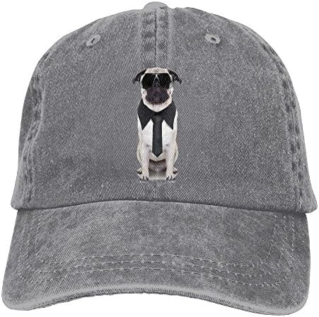 Cool Looking Dog Tie and Big Fancy Black Sunglasses Funny Canine Anima Classic Cowboy Hat Sunbonnet Ash