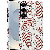 TnXee Case for Samsung Galaxy S25,Merry Christmas Tree Red Phone Case Drop Resistant Frosted 2 in 1 Solid Dual-Layer Cover for Girl Women