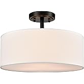 TEENYO Semi Flush Mount Ceiling Light, 15" Drum Ceiling Light Fixture 3-Light Modern Close to Ceiling Light Fixture for Bedro