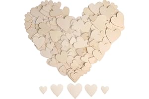 HADDIY Small Wood Hearts for Crafts,175 Pcs Different Size Assorted Unfinished Wooden Heart Cutouts Pieces for Wedding Guest Book,Valentine'Day Craft and Deccorations