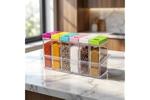 Spice Shaker Jars Set, Clear Storage Containers with Adjustable Lids, Perfect for Salt, Pepper, Herbs, and Spices, Easy to Re
