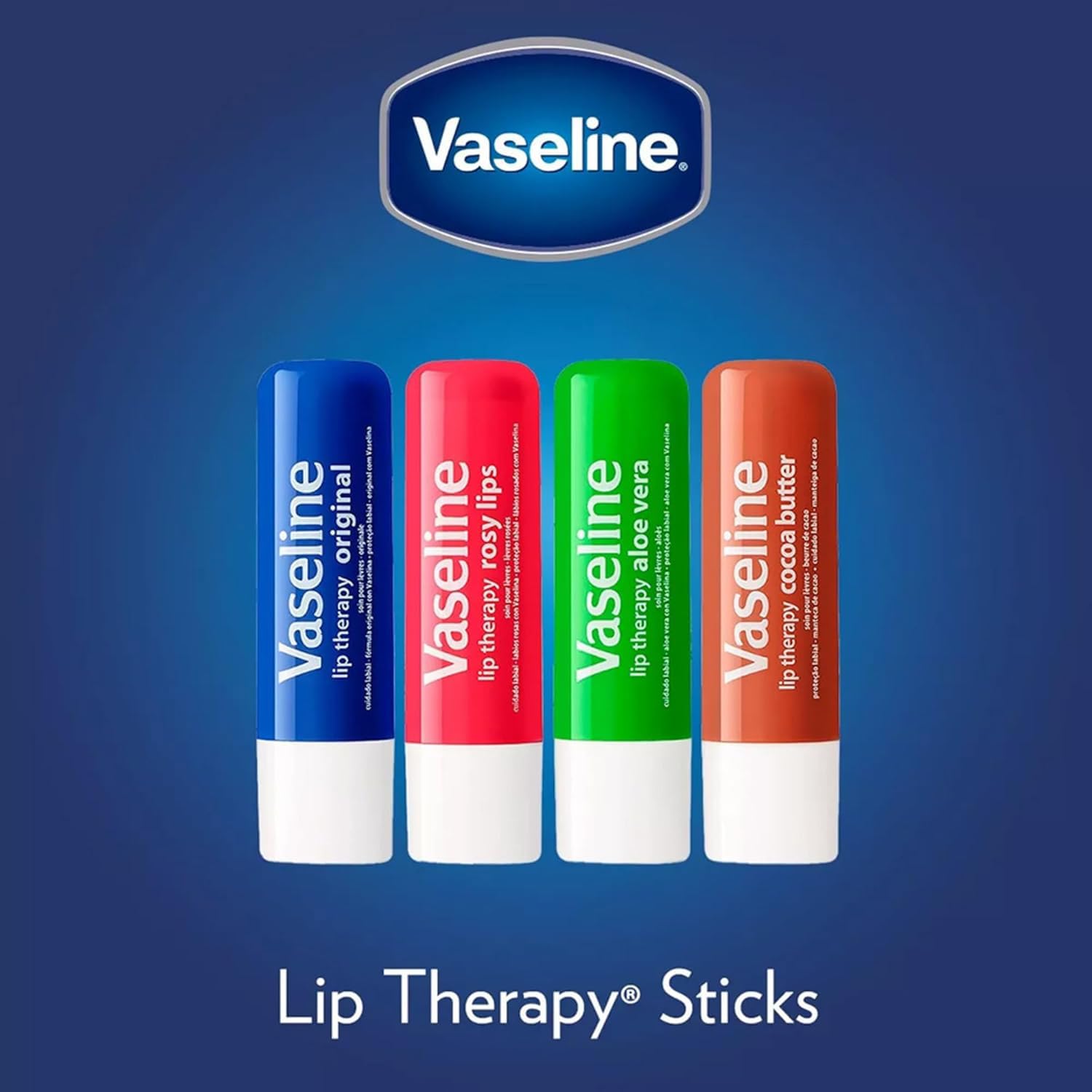 Vaseline Lip Therapy Cocoa Butter Lip Balm, 6 Pack, 0.16 Oz Ea