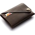 Crazy Horse Craft Men's/Women's Minimalist Wallet - Wood Brown, Italian Vegetable Tanned Leather Card Holder, Unisex Cardholder, Coin Pocket, Slim, Small Gift