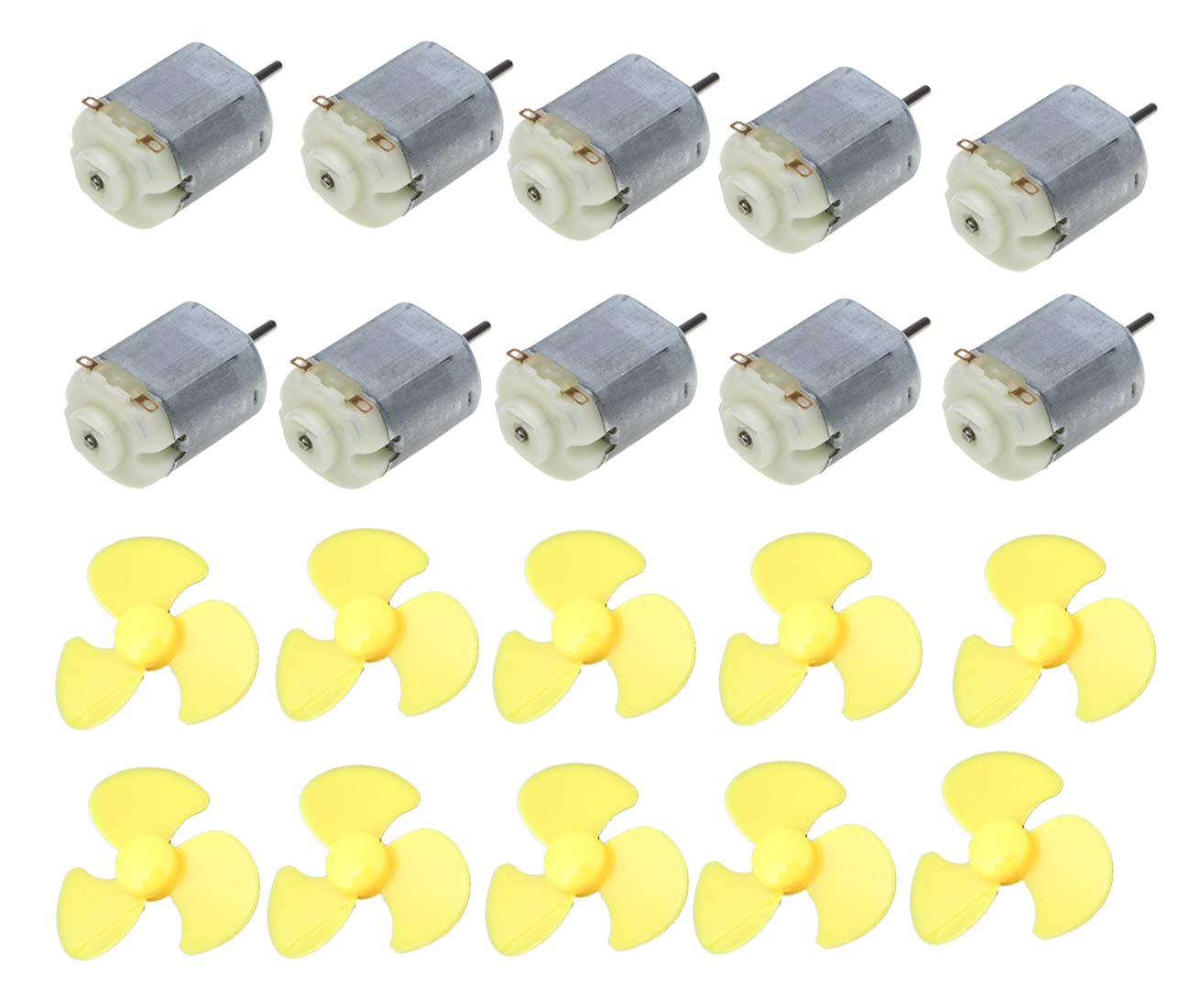Hailege 10pcs Micro 130 Motor Small DC Motor with 50mm 3 Leaf Propeller Mini Micro DC Motor for DIY Toys Hobbies Smart Car Motor