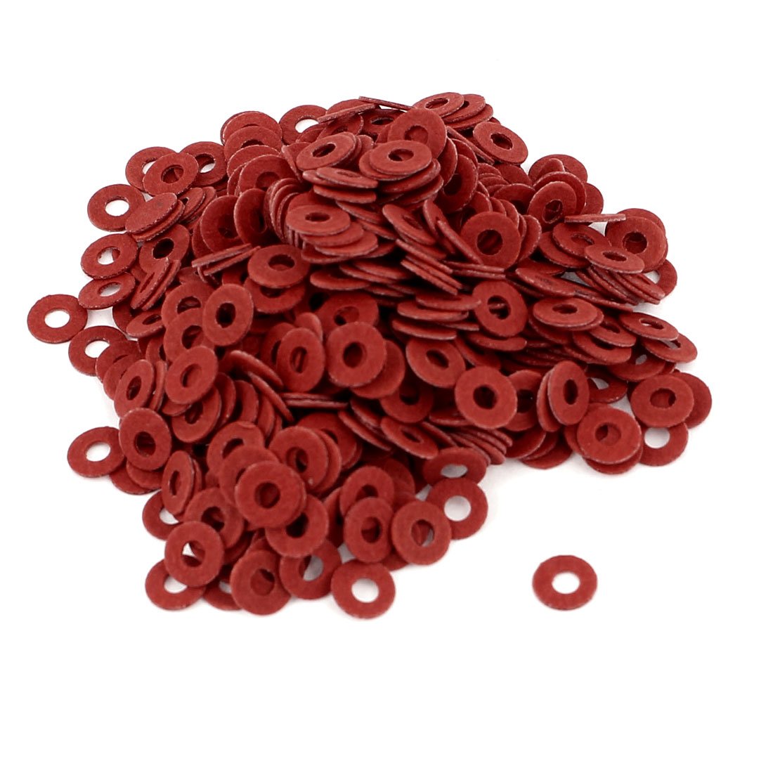 Sourcingmap Fiber Flat Insulating Washer Ring 2mmx5mmx0.5mm 500Pcs Red for Screws