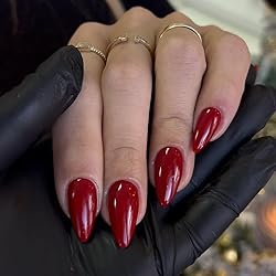 Wine Red Press on Nails Almond Shaped 48Pcs Neutral