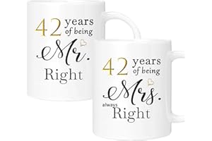 ERYUWOZA 42 Year Anniversary Coffee Mugs Set of 2, 42th Anniversary Wedding Gifts for Wife Husband Parents Couple Grandparents, 42 Year Anniversary Engagement Gifts Cups, 11oz