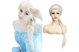 SARLA Women's Braided Long White Blonde Anime Cosplay Wig 30 Inch Synthetic Pigtail Hair for Party Halloween Costume Adult Size