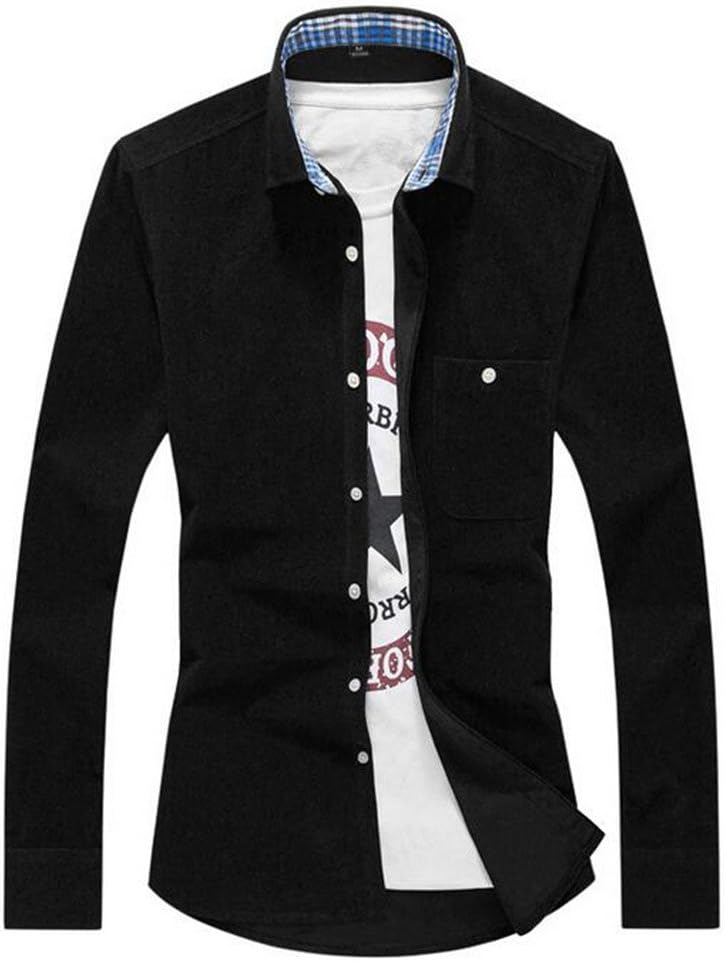Cafuny Mens Casual Slim Button Down Corduroy Long Sleeve Shirt