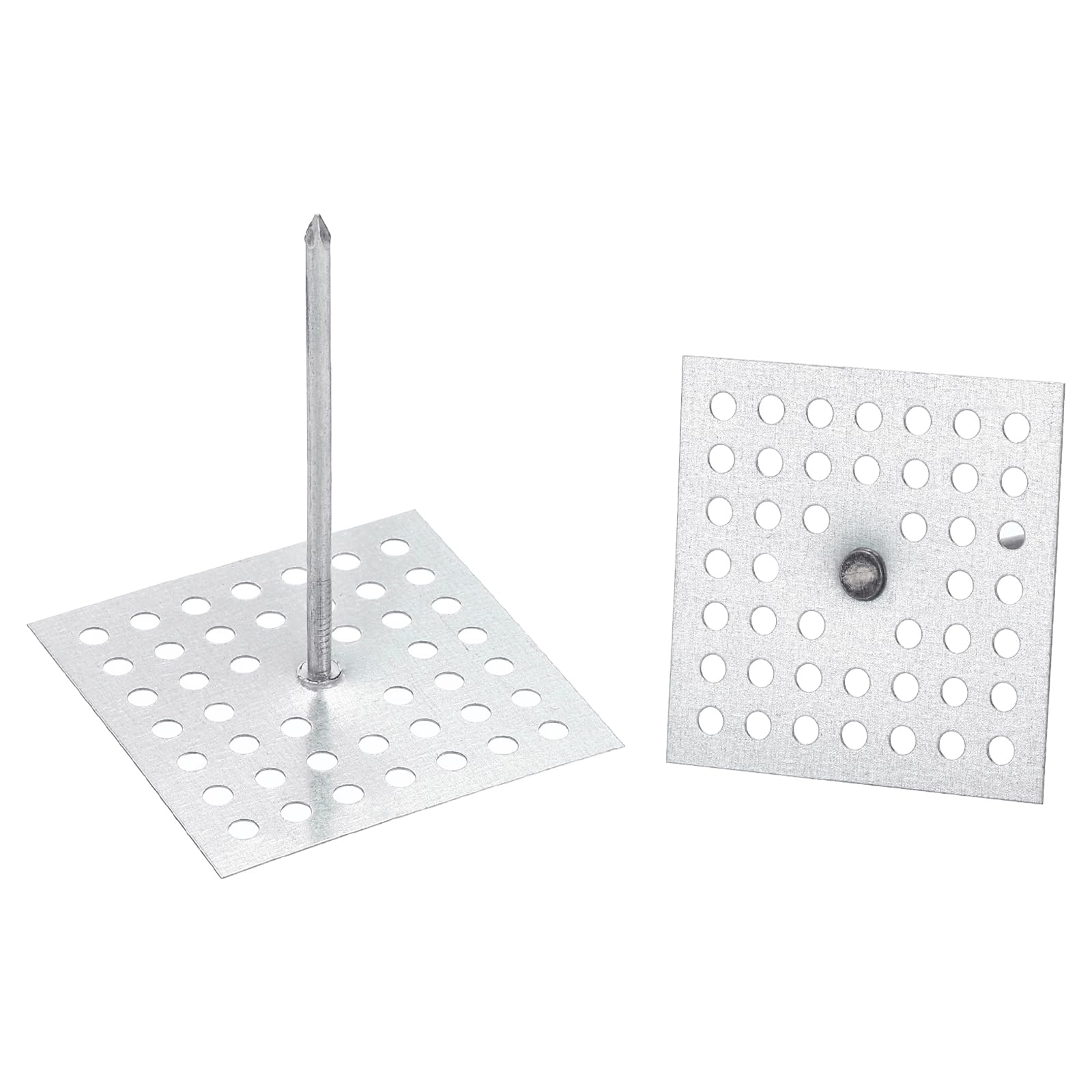 PATIKIL 100pcs Insulation Pins 2.5 Inch, Perforated Insulation Pins Insulation Hangers Aluminum Insulation Stick Pins Self Locking for Foam Board Wall Floor Ceiling Plaster Washers