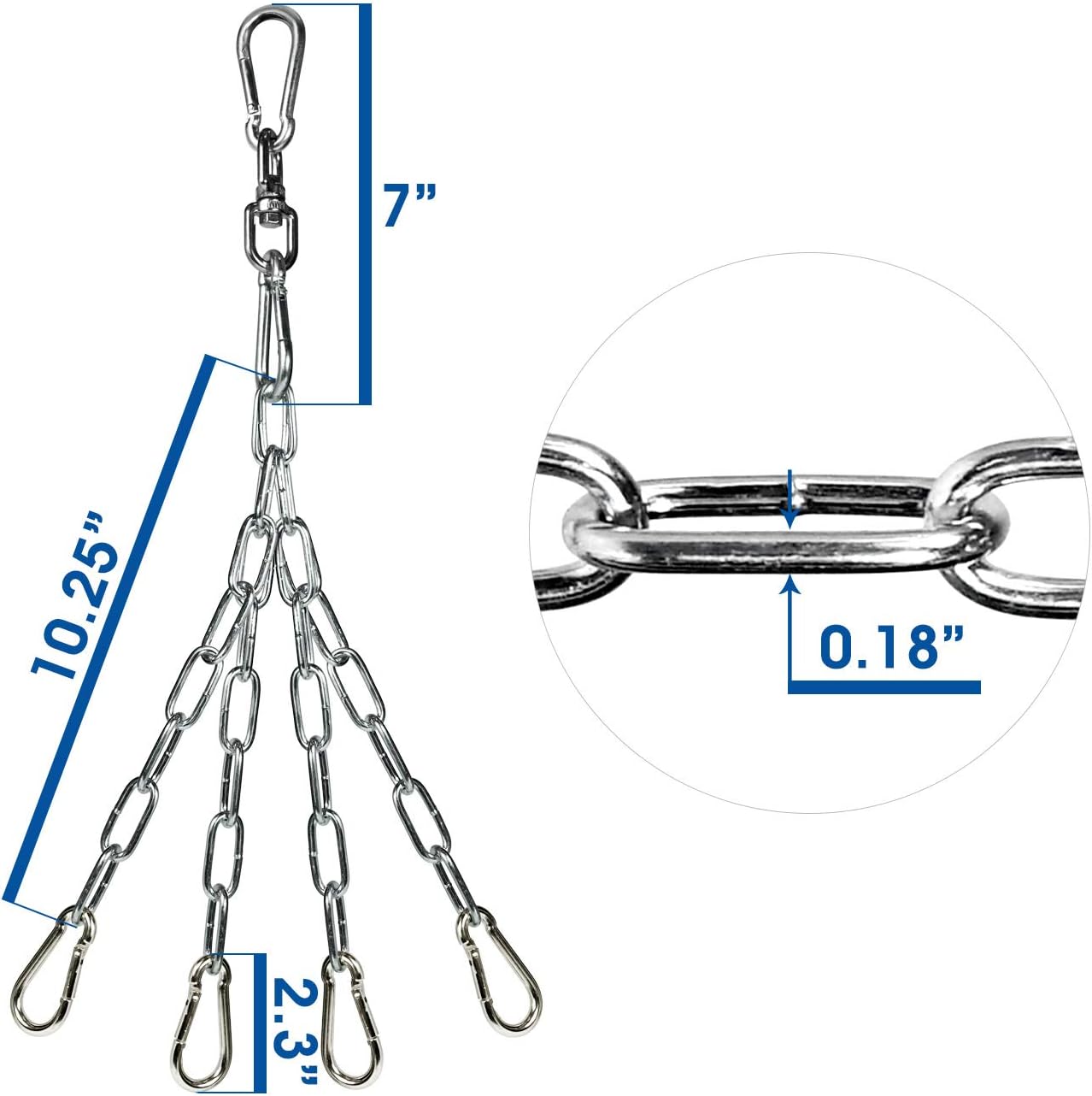 Yes4All Heavy Bag Swivel Chain with 4 Snap Hooks - Boxing Swivel Chain - Support up to 150 lbs : Punching Bag Hangers : Sports & Outdoors