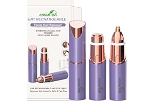 ANUMITRA Gen 3 Pro 2 in 1 Flawless Facial Hair Removal for Women- Eyebrow Trimmer for Face, Lip, Nose Hair Trimmer, with Replacement Heads, Facial Razor for Women, Flawless Facial Hair Remover