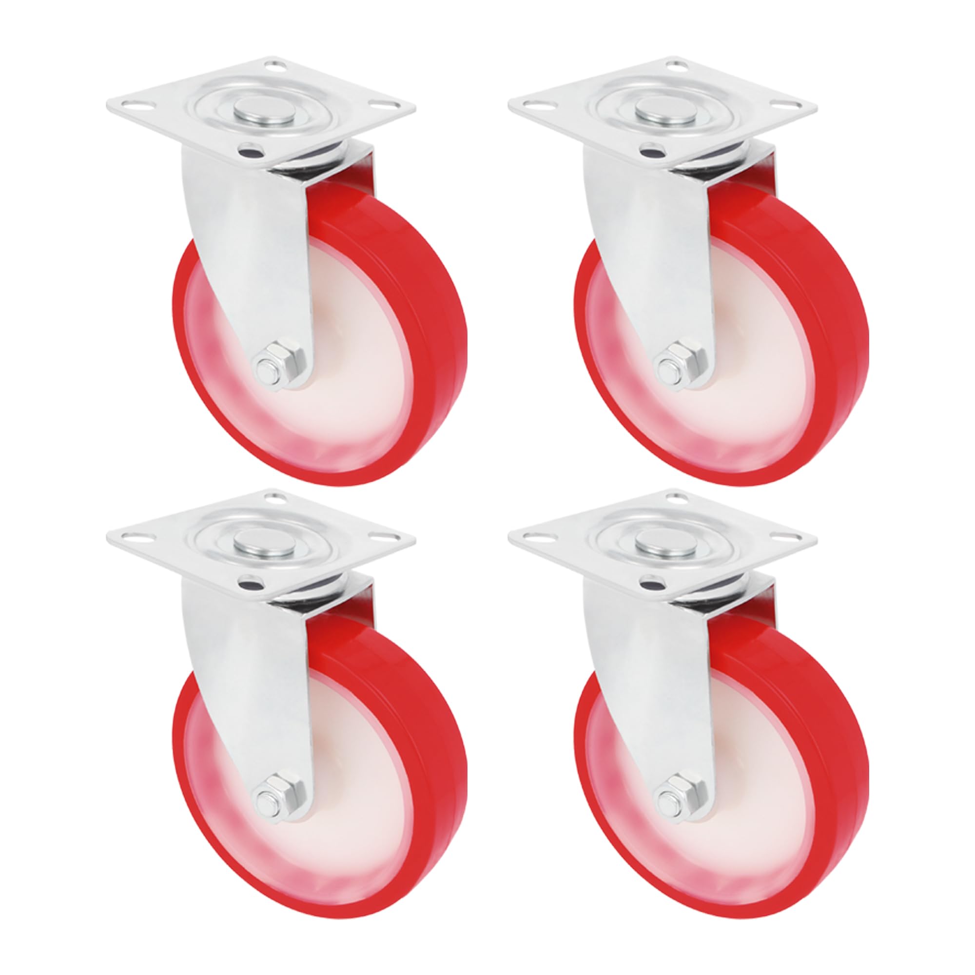 Amig - Set of 4 Rotating Wheels with Metal Bracket | Diameter 100 mm | Maximum Load 120 kg | For Moving Heavy Furniture | For Use in Catering and Hospitals | White Nylon Core