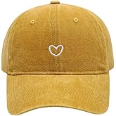 Tefelory Women's Cute Heart Embroidered Baseball Cap Adjustable Vintage Washed Cotton Low Profile Dad Hat