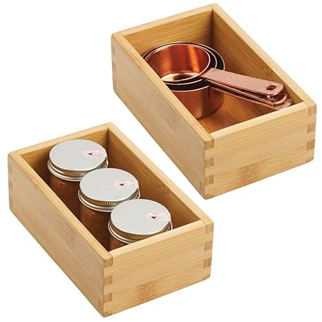 Mdesign Set Of 2 Functional Drawer Organiser Elegant Bamboo