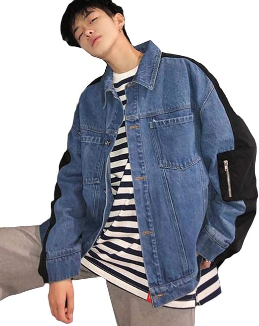 Amazon Beibang バイバン デニムジャケット メンズ 長袖 アウター ゆったり 春服 ジージャン 切り替え Gジャン ストリート系 韓国ファッション コート ジャケット 通販