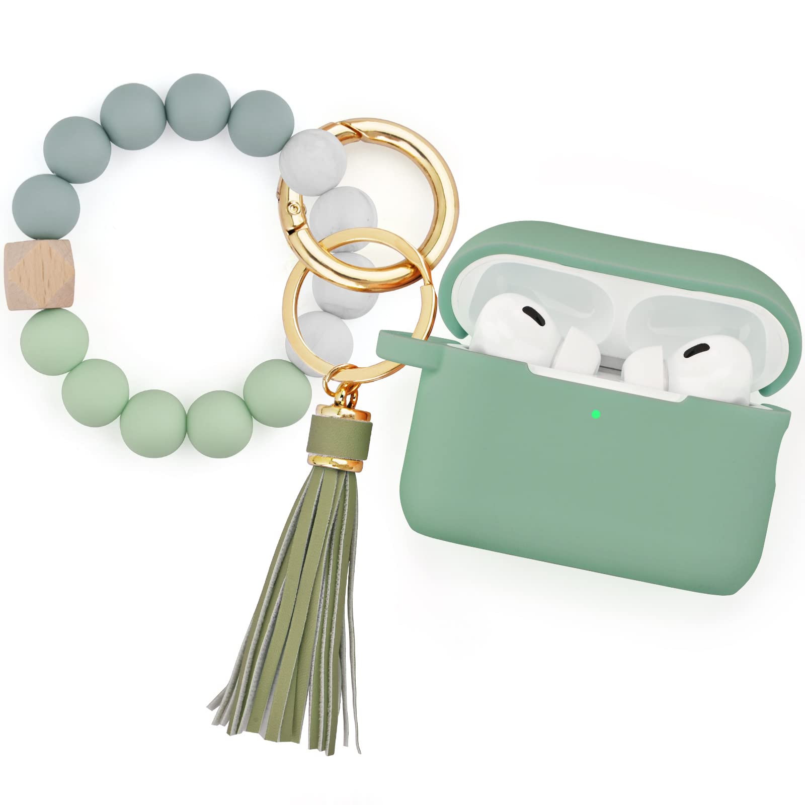 Photo 1 of Filoto Airpods Pro 2nd Generation Case Cover 2022, Cute Silicone Protective Case with Bracelet Keychain Accessories for New Apple Airpods Pro 2 Women Girls (Cactus Green)