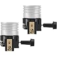 2 Pack Lamp Socket Replacement, UL Listed E26/E27 Light Socket Replacement with ON/Off Switch Knob, Lamp Repair Kit for Table Lamps, Floor Lamp