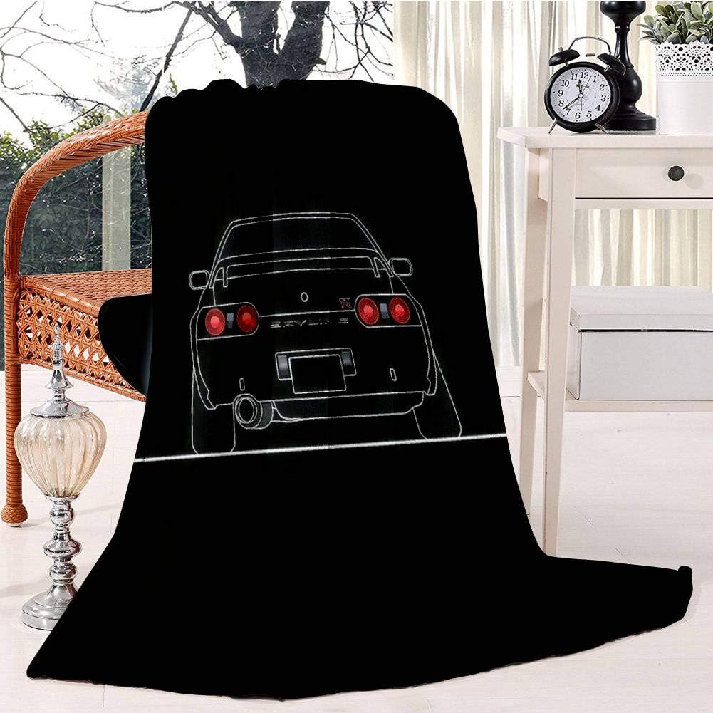 Car GTR R32 White Fleece Blanket Soft Plush Throw TV Blanket Bedding Flannel Throw Shawls and Wraps Lightweight for Bed Couch Chair Travel, 51"x59"