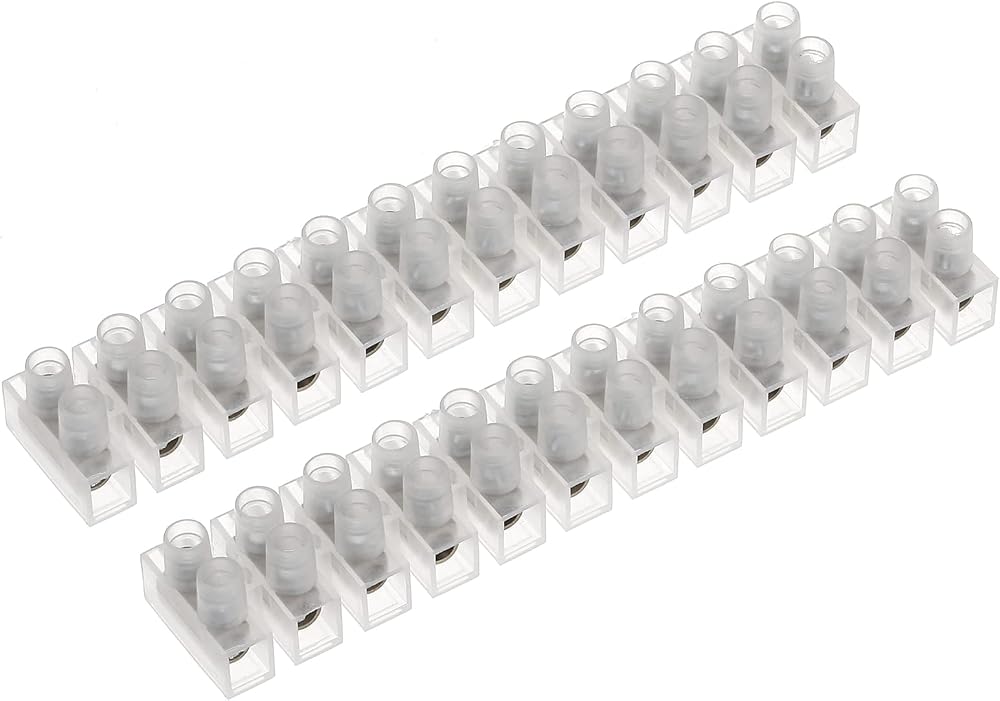 AUKENIEN 60A Electrical Terminal Blocks 12 Way White 60A 25mm² Pack of 2