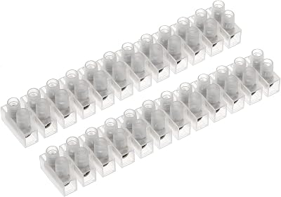 AUKENIEN 60A Electrical Terminal Blocks 12 Way White 60A 25mm² Pack of 2
