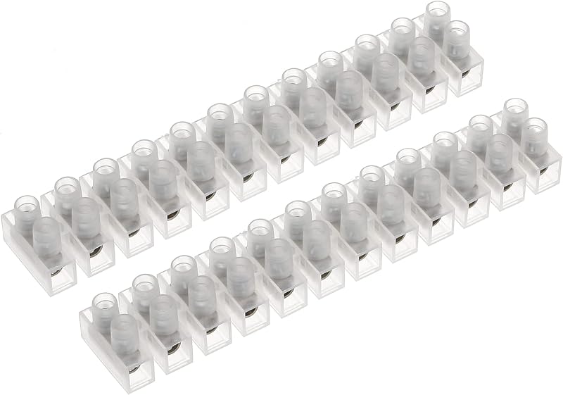 AUKENIEN 60A Electrical Terminal Blocks 12 Way White 60A 25mm² Pack of 2
