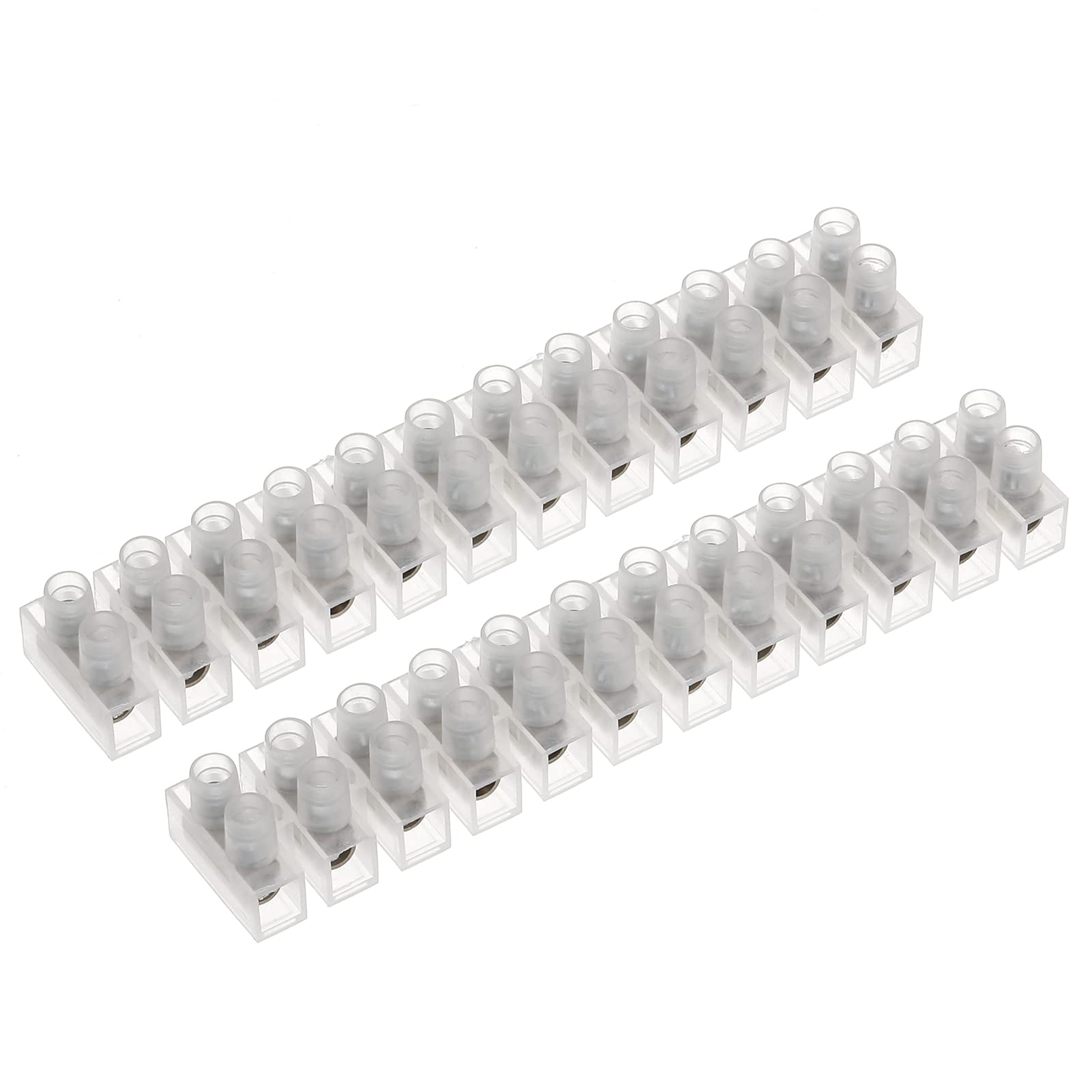 AUKENIEN 60A Electrical Connector Blocks 60 Amp 12 Way White Terminal Block Strip Electric Wire Connectors Choc Blocks Connecting for Wiring Cable (Pack of 2) — image 1