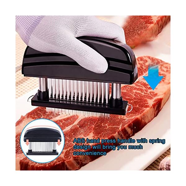 Happy-Fox-Meat-Tenderizer-Needle48-Stainless-Steel-Sharp-Blade-Meat-TenderiserProfessional-Commercial-Quality-Kitchen-Cooking-Tool-Meat-Tenderising-Tool-for-BeefSteakChickenPork Happy Fox | Meat Tenderizer Needle,48 -pin Stainless Steel Sharp Blade, Used for Professional Kitchen Tender Meat Tools