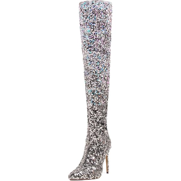 Amazon.com | XEYANFYS Women's Thigh High Glitter Boots Over The