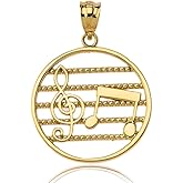 Claddagh Gold Music Jewelry Round Treble Clef Charm Music Note Charm Pendant