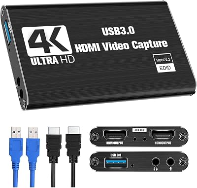Wresetly Video Capture Card 4K 1080P 60FPS for Switch Streaming DSLR Camera