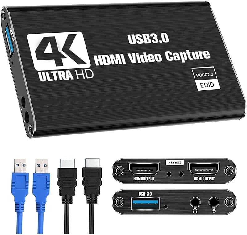 Lrtzizy 4K 1080P 60FPS Video Capture Card USB 3.0 for Switch Streaming DSLR