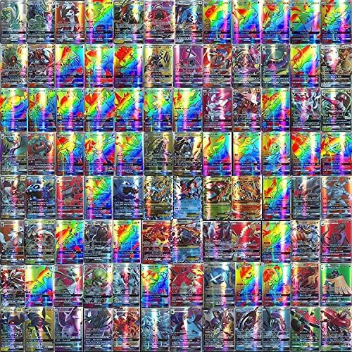 NIIdvet 100pcs Cards Vmax Assorted Cards TCG Card Packs Ultra Rare Shiny  Collection Cards Set 95 GX+5 Mega cards No Duplicates Card for Kids  Including Deck Box Best Gift for Collectors price