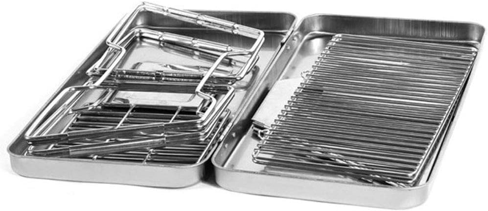 review ZJJ& BBQ Grill Portable Smoked Charcoal Grill Camping Garden Party Outdoor Stainless Steel Folding Barbecue Grill