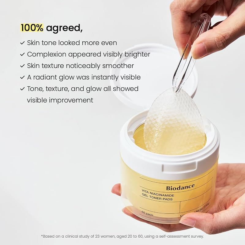 Vita Niacinamide Gel Toner Pads, Dischetti Tonico Illuminanti con Vitamina C, Correttore Macchie e Uniformante, Skincare Coreana K-Beauty | 60 Pezzi