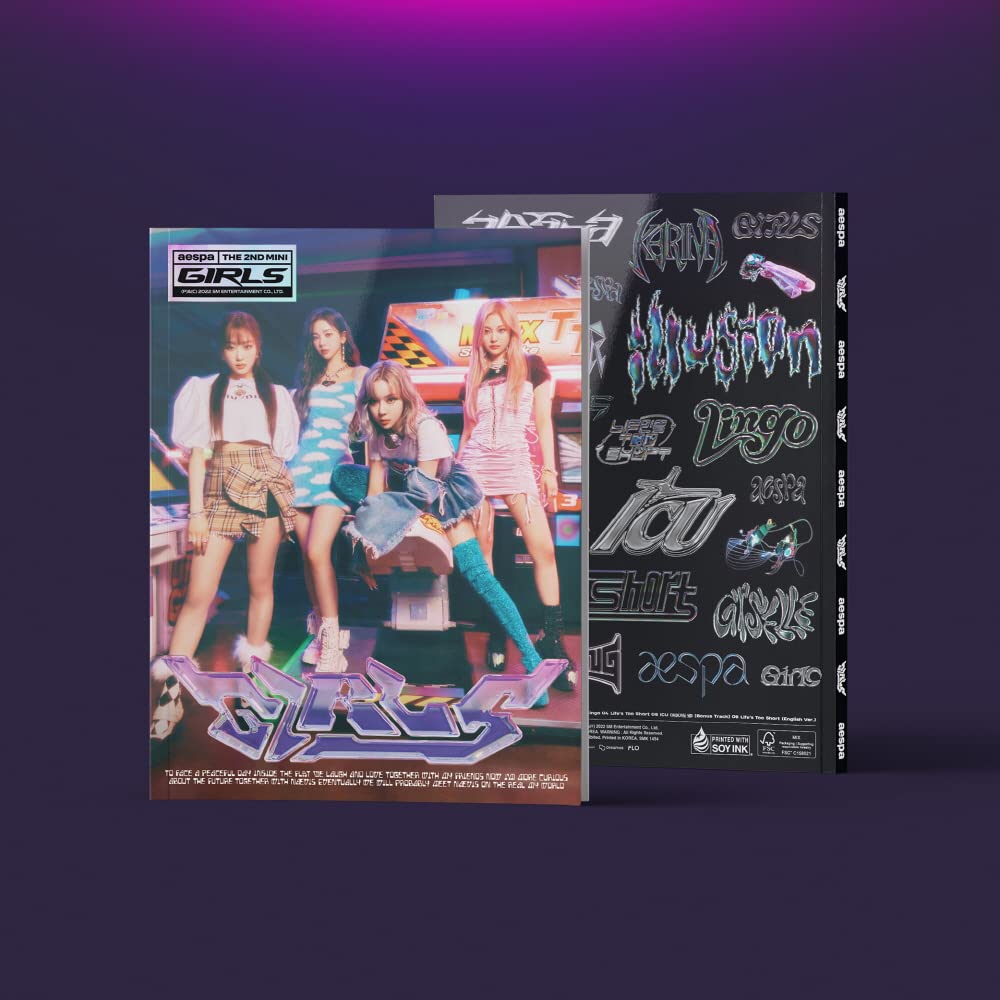 Dreamus aespa - Girls [Real World ver.] 2nd Mini Album+Folded Poster, 203 x 267 x 6 mm, (SMK1454),Purple