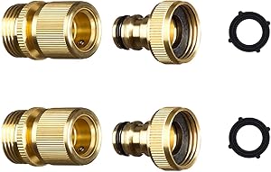 ADMA Garden Hose Quick Connector Solid Brass Connector Faucet to Garden Hose Adapter Fitting Water Hose Connectors 3/4 inch GHT with 2 Extra Washers(2)
