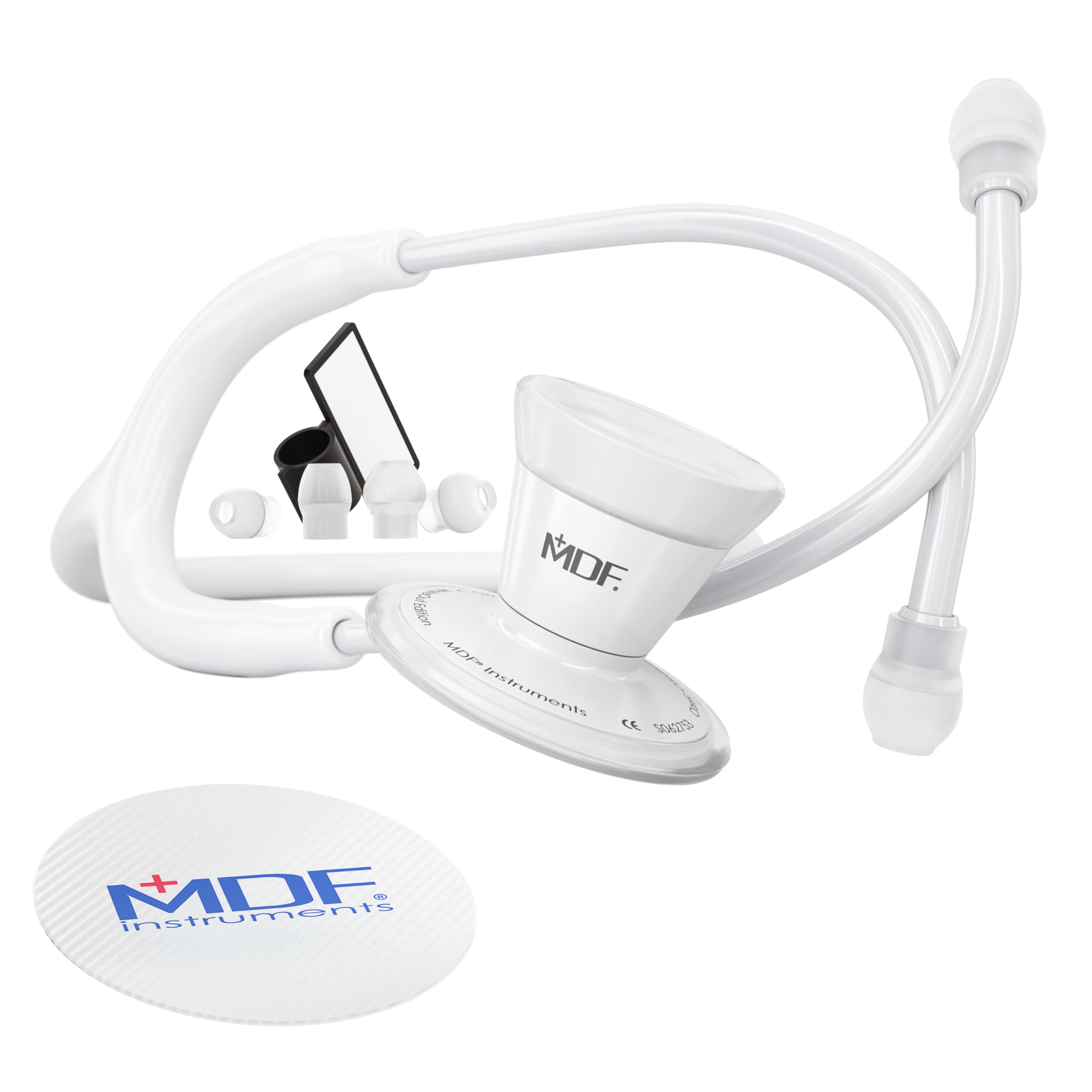 MDF Instruments, ProCardial Cardiology Stethoscope, Adult, Dual Head, (WhiteOut/All White, Stainless Steel. MDF797WO