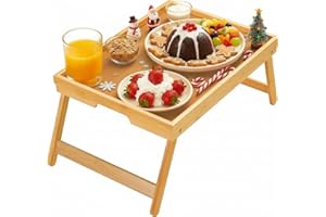 Pipishell Bamboo Bed Tray Table with Foldable Legs, Breakfast Tray for Sofa, Bed, Eating, Working, Used As Laptop Desk Snack 