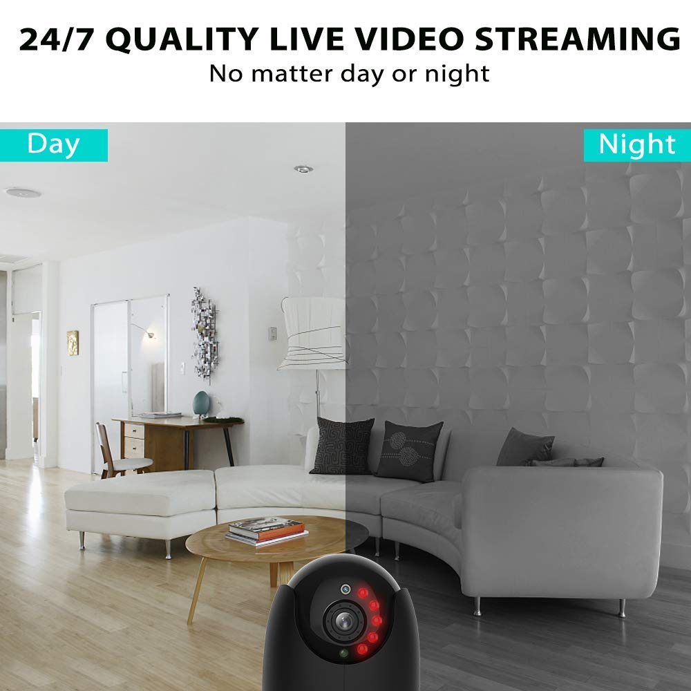 Netvue Camera Surveillance WiFi sans Fil PTZ 1080P Compatible avec Alexa Echo Show Caméra dôme IP avec Vision Nocturne Infrarouge pour bébé/Fumée/Pet/Nanny Monitor, Noir